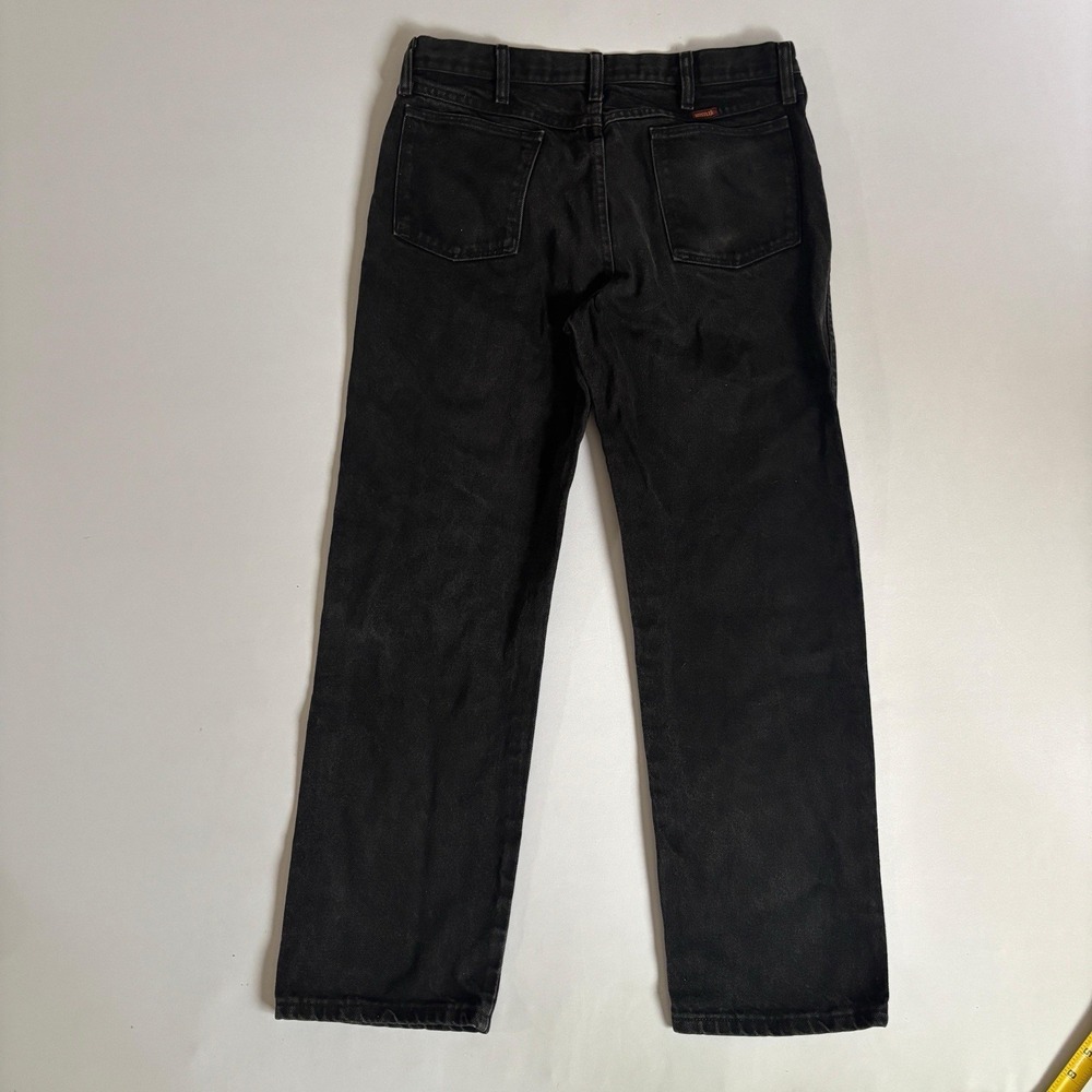 Rustler Mens 33x30 Black Denim Jeans Straight Fit Faded Work Casual Pants